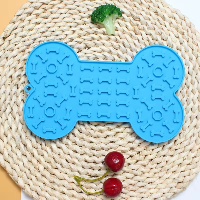 Bone Shape Silicone Licking Pad Pet Dog Peanut Butter Slow Food Bowl Eating for Cats Dogs Feeder Feeding Lickmat