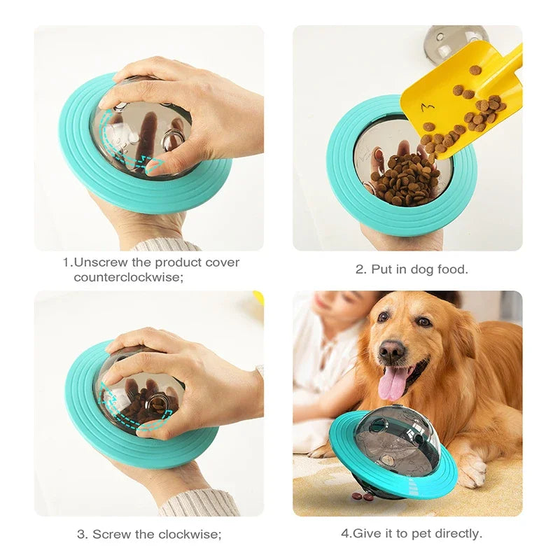 Flying Saucer Dog Game Flying Discs Toys Cat Chew Leaking Slow Food Feeder Ball Puppy IQ Training Toy anti Choke Puzzle Dogs